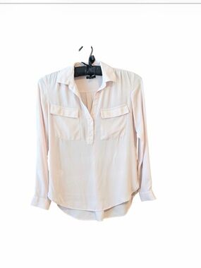 Ann Taylor Blush Pink Camp Shirt Button-Front Utility Blouse